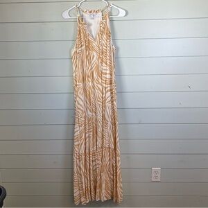 Nine West yellow and white floral maxi dress women's size medium